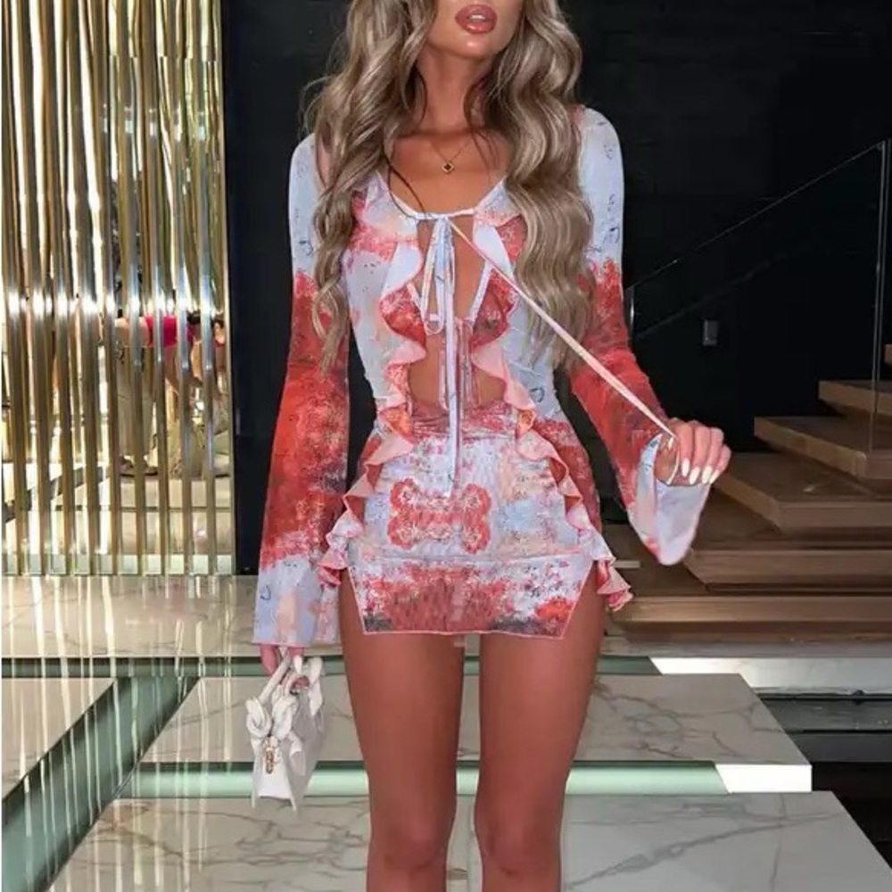 Live Show Listing Mesh Dress, Resort Wear Mini